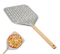 Premium Pizza Peel 40 x 30 cm 12 Inch Pizza Slider, Perfect Size and Perforated Design for Flawless Pizza Baking, Removable Handle (Silver)