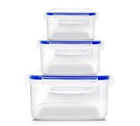 Premium Plastic Food Containers with Lids - Pack of 3 | Food Containers | Reusable Lunch Box for Adults | Food Storage Containers | Snack & freezer storage boxes