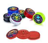 Premium Plastic Herb Grinder, 6 Pack Color Paiting Grinder Featuring Shark Tooth Shredding, Portable 60mm 3-Part Spice Grinder with Magnetic Lid (Smiling Face)