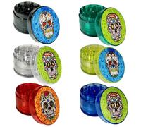 Premium Plastic Herb Grinder, Portable 50mm,60mm, Spice Grinder with Magnetic Lid, 4-Part, Grinder with Shark Tooth Shredding Stash Storage (50mm Random Colour)