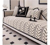 Premium Plush Anti-Slip Couch Cover, Soft Fuzzy Sofa Protector for All Seasons, Luxury Wheat-Ear Design, Non-Scratch, 47.2"x70.8", Black, Fluffy Sectional Cushion