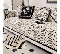 Premium Plush Anti-Slip Couch Cover Thickened Washable Pet Protector Soft Fluffy Wheat-Ear Design Luxury Fuzzy Sofa Cushion for All Seasons Anti-Scratch Furniture Cover