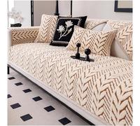 Premium Plush Anti-Slip Couch Cover, Warm Wheat-Ear Fuzzy Sofa Protector, Soft Fluffy Cushion for All Seasons, Luxury Scratch-Resistant Sectional Cover (Brown, 35.4 x 110.2 in)