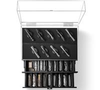 Premium Pocket Knife Display Case for 50 Knives - Extra Large Wooden Knife Organiser, Storage & Holder with Unique Pillars, 2 Drawers - Knife Collection Box - Handcrafted Gift for Men
