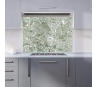 Premium Polished Sage Green Quartz Effect Kitchen Splashback 6mm Toughened Glass Kitchen Splashback - Heat Resistant Splashback for Kitchens, Perfect for Cookers and Hobs, Polished Edges