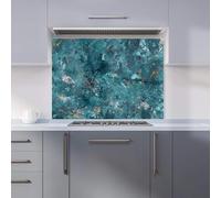 Premium Polished Teal Quartz Effect Kitchen Splashback 6mm Toughened Glass Kitchen Splashback - Heat Resistant Splashback for Kitchens, Perfect for Cookers and Hobs, Polished Edges