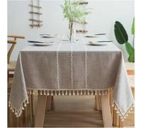 Premium Polyester Rectangular Table ClothNonSlip Embroidered with Elegant Tassels Perfect for Indoor & Outdoor Dining Party & Event Decor