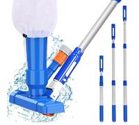 Premium Pool Vacuum Kit - 115cm Hot Tub Cleaner with Ts Pole Brush & Mesh Leaf Bag - Efficient Pond Hoover Jet for Outdoor Swimming Pool Garden Spa & Fountain Cleaning