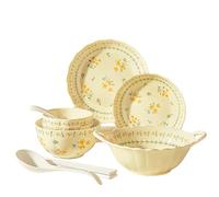 Premium Porcelain Dinnerware Set - Stoneware & Ceramic Tableware with Plates, Bowls, Soup Pot, Spoons & Chopsticks for Elegant Dining Experience Mixed Colors 13PCS * 2-Person Set