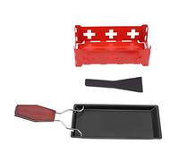 Premium Portable Non Stick Cheese Raclette Grill Set with Baking Tray for Home Kitchen Outdoor Camping Carbon Steel Red 19 x 9.5 x 6 cm