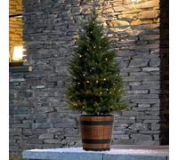 Premium Pre-Lit Christmas Potted Green Tree 4ft - 80 Warm White LEDs, Battery Operated with Timer, Indoor & Outdoor Christmas Decoration
