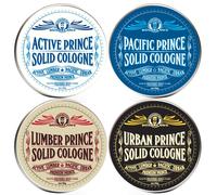 Premium Prince Solid Cologne 1 oz Variety Gift Set Alcohol Free Natural Concentrated Full Size Travel Friendly Tins Men's Fragrance 4 Manly Scent