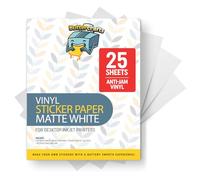 Premium Printable Vinyl Sticker Paper for Epson 25 Sheets, 8.5"x11" - Matte Sticker Paper for Inkjet Printer Waterproof - White Vinyl Sticker Sheets - Strong Adhesive, Laser Labels & Decals