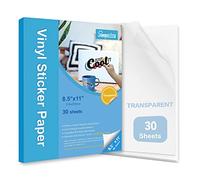 Premium Printable Vinyl Sticker Paper,Transparent 30 Clear Self-Adhesive Sheets,No-Waterproof,Dries Quickly Vivid Colors Decal Paper,Tear Resistant-for Any Epson HP Canon Sawgrass Inkjet Printer