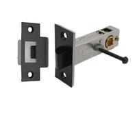 Premium Privacy Push Button Rectangular Tubular Latch 57mm Backset in Matt Black