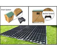 Premium Probase 7Ft X 5Ft Garden Shed Base Kit - 15 Probase Grids - To Include 4 Anchor Blocks + 92 French Drains And Membrane
