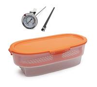 Premium Products- Easy Breader - Batter Bowl - All-in-1 Mess Free Breading Station Tray - Snap-Shut Lid with Silicone Ring - For Coating Fried or Baked Food With Deep Fry Cooking Thermometer