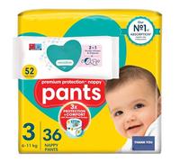 Premium Protection Diaper Bundle for Babies 6-11kg - New Baby Nappies Size 3 (36 Count) + Baby Wipes (52 Count) - Soft, Gentle & Leak-Resistant Care