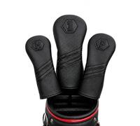 Premium PU Leather Golf Wood Head Cover Driver Fairway Wood Hybrid Club Cover Set Breathable Leather 1, F, H.