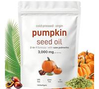 Premium Pumpkin Seed Oil Capsules, Cold Pressed Pure Virgin Oil with Essential, 180 Softgels for Hair Health Support, Non-GMO | Gluten Free
