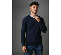 Premium Pure Cotton Cable V-neck Jumper Maine Navy S