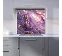 Warren Reed - Designer Purple And Gold Marble Effect Kitchen Splashback W900Mm X H750Mm, Multi