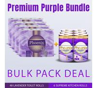 Premium Purple Bundle 48 Lavender Toilet Rolls & 6 Supreme Kitchen Rolls