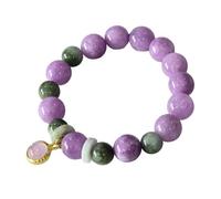 Premium Purple Jade Bracelet with Purple Naga Charm - Natural Burmese Jadeite Stretch Bracelet for Women, 12mm Purple Gemstone Beads, 10mm Burmese Jade Beads, Handmade Luxury Jewelry Gift Box Included