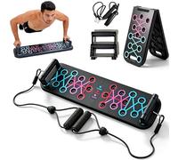 Premium Push-Up Board Set 2025 - Innovative 12-in-1 Push Up Board, Foldable Push-Up Board with Adjustable Handles & 2 Resistance Bands for Effective Home Workout, Muscle Building