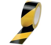 Premium PVC Black/Yellow Hazard Warning Tape - 50mm x 33m (Pack of 1)