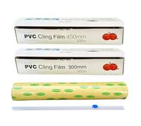 Premium PVC Cling Film Roll with Cutter | 300mm x 300m | Strong & Stretchy Food Wrap | Catering, Kitchen, Freezer Safe | Keeps Food Fresh & Odour-Free (3 Rolls)