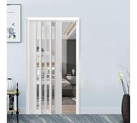 Premium PVC Concertina Folding Doors 60x203cm - White Space-Saving Design with Silent Slide Rails & Magnetic Lock Ideal for Bedroom Kitchen Living Room & Cupboard