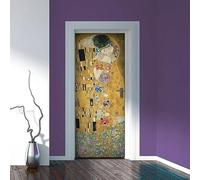 Premium PVC Door Stickers, Door Cover Kiss by Gustav Klimt, Easy Bubble-Free Application, Interior Door Covers 83 x 210 Removable