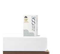 Premium Quality 1-Piece 100% Cotton Fitted Sheet, Luxury & Softest 500 Thread Count Egyptian Feel Sateen Weave Bottom Sheet, Deep Pocket up to 16 inch, Queen Size, White