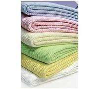 Premium Quality 100% Cotton Cellular Blanket,to Fit (Pram/Cot/Cotbed),Made in EU (PRAM (70 X 100 cm), Mint)