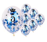 Premium Quality 12 inch Happy Birthday Confetti Balloons - Age Printed, Pack of 10 Blue, 5th Birthday Party Decoration Themes
