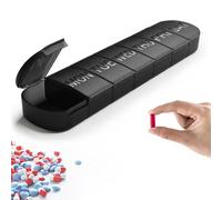 Premium Quality 7 Day Travel Tablet Box | Black Weekly Pill Box Organiser with Upgraded Open Design | Portable Pill Case for Vitamins, Medications, and Supplements