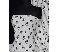 Premium Quality Anti-Pill Polar Fleece | Paws & Dogs Prints | Plush Washable Fabric | Sold by The Metre | by Tia Knight (White/Black Paws, 1 Metre)