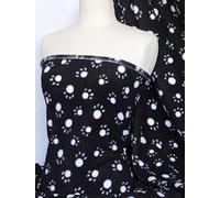 Premium Quality Anti-Pill Polar Fleece | Paws & Dogs Prints | Plush Washable Fabric | Sold by The Metre | by Tia Knight (Black/White Paws, 1 Metre)