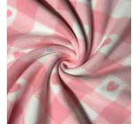 Premium Quality Anti-Pill Printed Polar Fleece | Hearts Valentines Blanket/Throws | Soft Washable Fabric | Sold by The Metre | Same Day Dispatch | Tia Knight (Patch Hearts, SQ820) (Baby Pink)