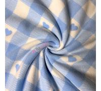 Premium Quality Anti-Pill Printed Polar Fleece | Hearts Valentines Blanket/Throws | Soft Washable Fabric | Sold by The Metre | Same Day Dispatch | Tia Knight (Patch Hearts, SQ820) (Baby Blue)