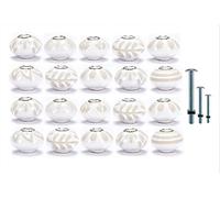 Premium Quality Assorted Ceramic Knobs- Multi Color Mix Designed Ceramic Cupboard Cabinet Door Knobs Drawer Pulls & Chrome Hardware (20, White Beige)