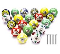 Premium Quality Assorted Ceramic Knobs- Multi Color Mix Designed Ceramic Cupboard Cabinet Door Knobs Drawer Pulls & Chrome Hardware (20, Red Hearts Multi)