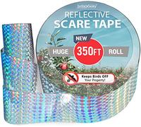 Premium Quality Bird Deterrent Reflective Scare Tape,350 ft 106 M,Pest Control Dual-sided Repellent Tape For Pigeons, Grackles, Woodpeckers, Geese, Herons, Blackbirds & More - Sturdy & Ultra Strong