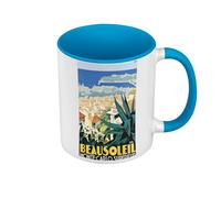 Premium Quality Blue Mug - Monte Carlo Monaco Poster Vintage Tourism Art Deco 30's - Mug with Handle and Coloured Interior