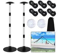 Premium Quality Boat Cover Support Poles 2 Pack, Aluminum Support Pole for Boat Cover with Webbing Strap, Extension Boat Cover Support Poles Adjustable Height at Will from 22” to 57.5” -(Black)
