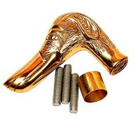 Premium Quality Canes and Walking Sticks Brown & Golden, Solid Brass Dachshund Dog Head Only Handle Valentines Day Gift