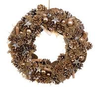 Premium Quality Christmas Hanging Wreath 48cm - Festive Rose Gold Display with Pine Cones
