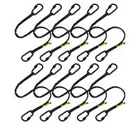 Premium Quality Dual Carabiner Tool Lanyard - Safety Fall Protection - Aluminium Screw Lock - Twin Locking Attachments - Ultra-Sturdy Tool Leash - Reflective Hi Visibility - 3 Foot (Black 10PK)