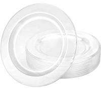Premium Quality Heavyweight Plastic Plates China Like. Wedding and Party Dinnerware Plastic Plates 10.25 inch, Crystal Clear - Value Pack 30 Count